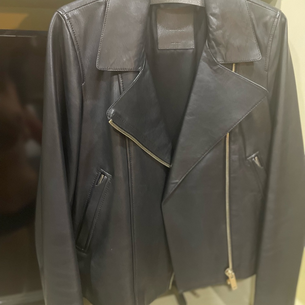 Massimo Dutti Nappa Leather Biker Jacket View 3